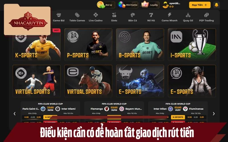 Điều kiện cần có để hoàn tất giao dịch rút tiền