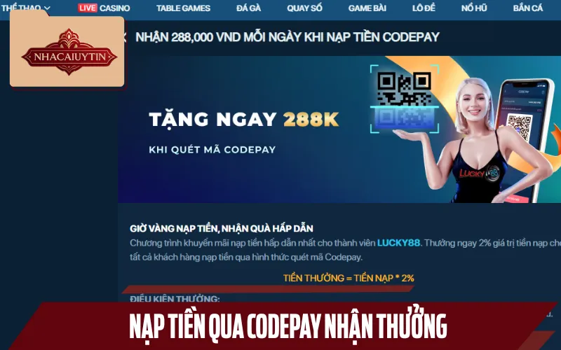 Nạp tiền nhanh vào trang nhận quà