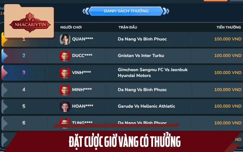 Cược thể thao vào khung giờ vàng có thưởng