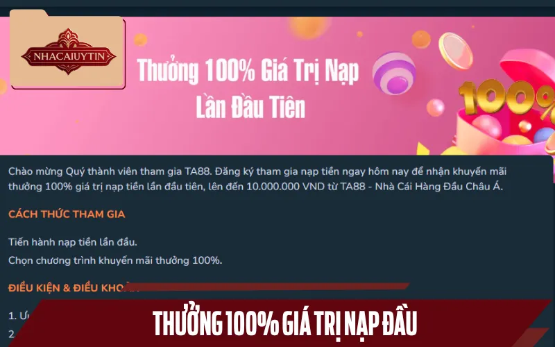 Khuyến mãi TA88 khi nạp tiền lần đầu tiên